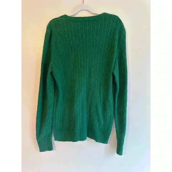 Talbots 100% Pima Cotton Emerald Cable Knit Cardigan Size Small - Picture 2 of 4